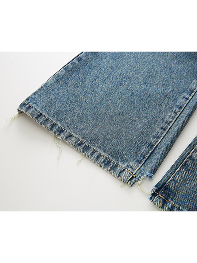 Back Hem Damage Denim Pants