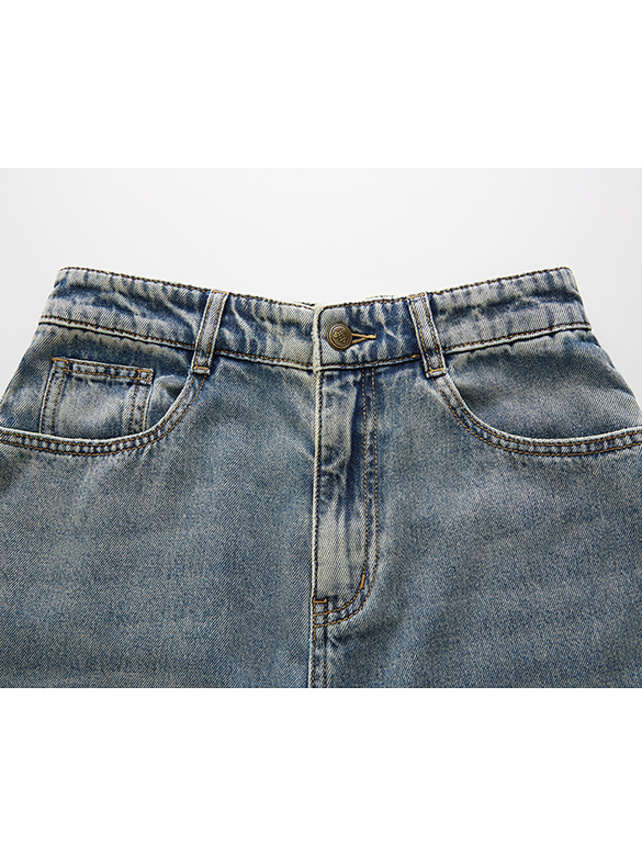 Knee Crush Damaged Denim Pants