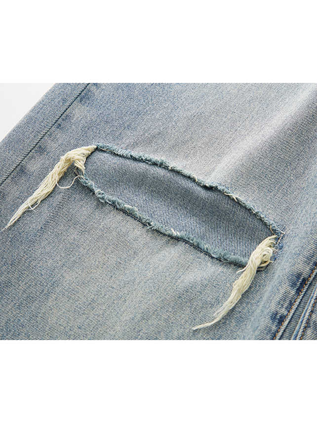 Knee Crush Damaged Denim Pants