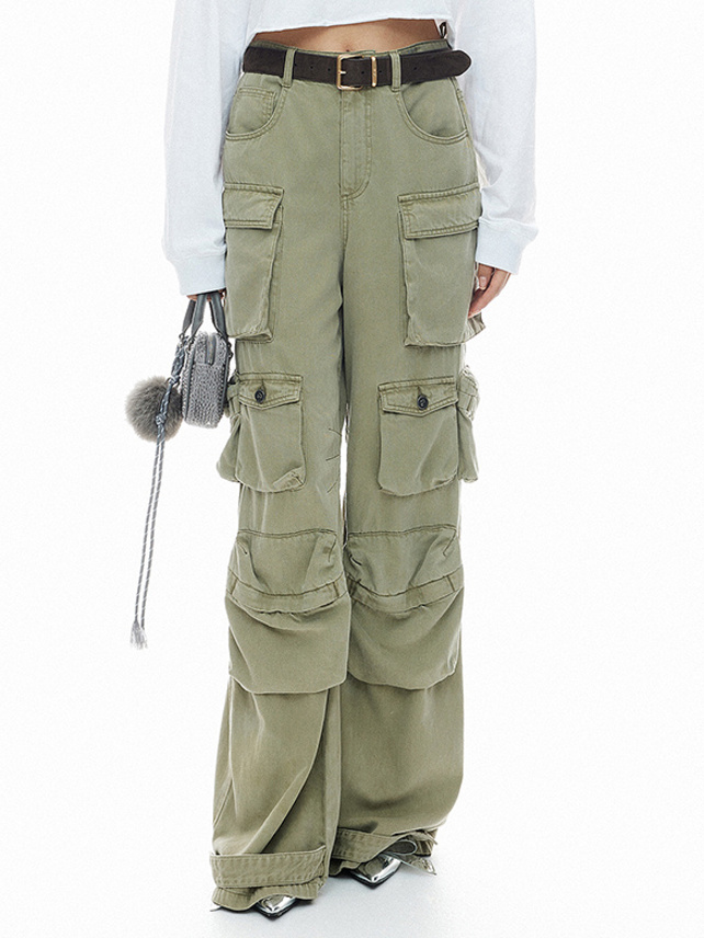 Khaki Denim Cargo Pants