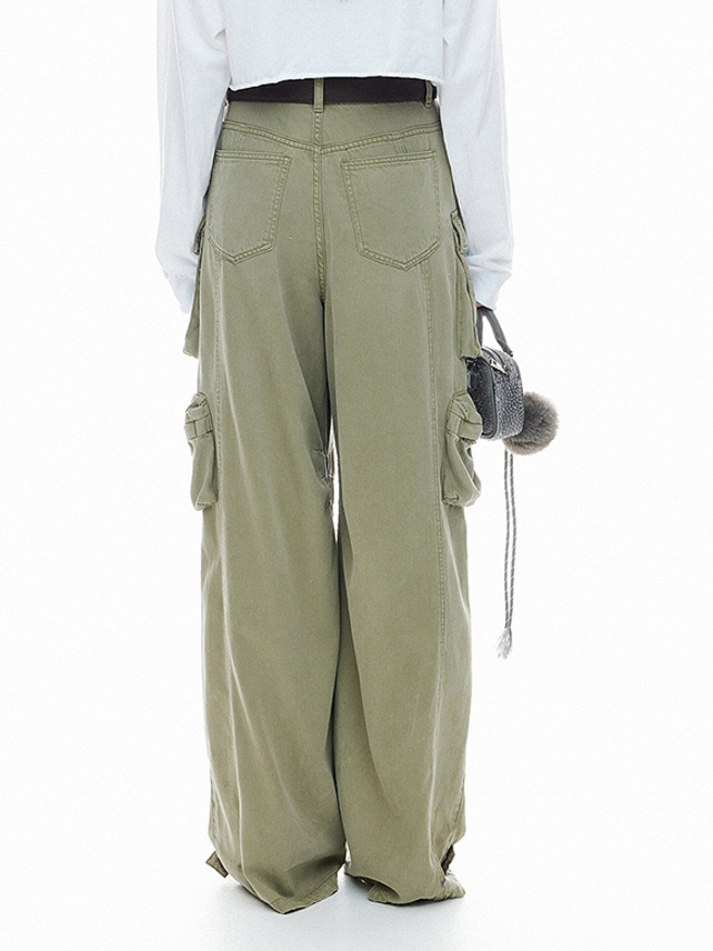 Khaki Denim Cargo Pants