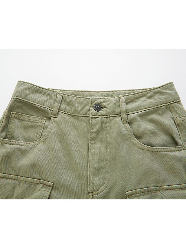 Khaki Denim Cargo Pants