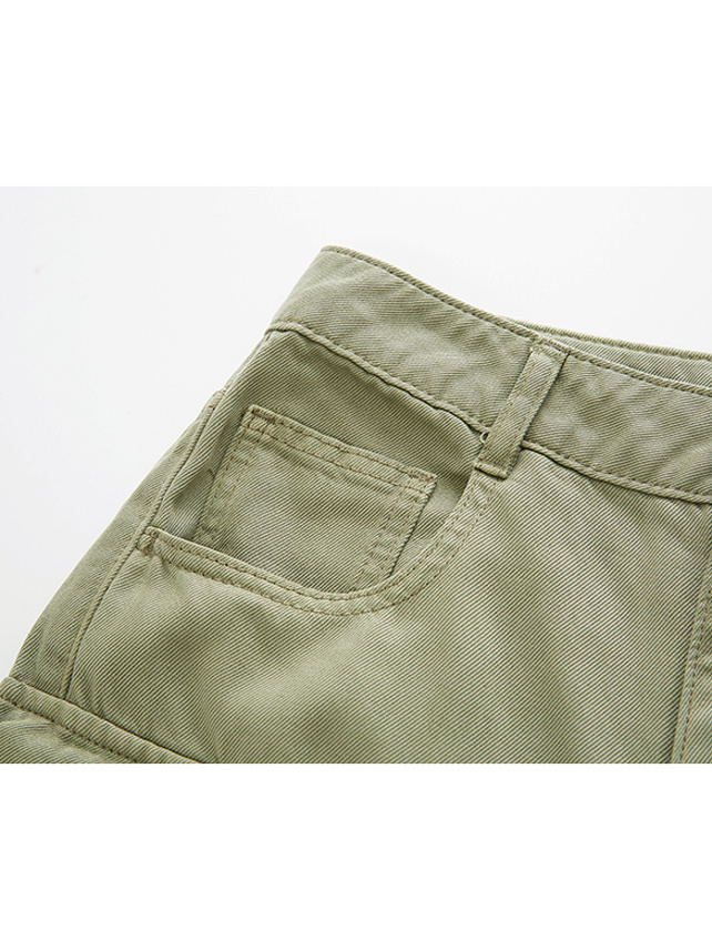 Khaki Denim Cargo Pants