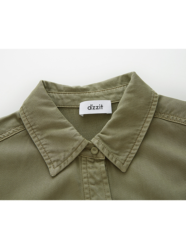 Khaki Denim Back Studs Shirt