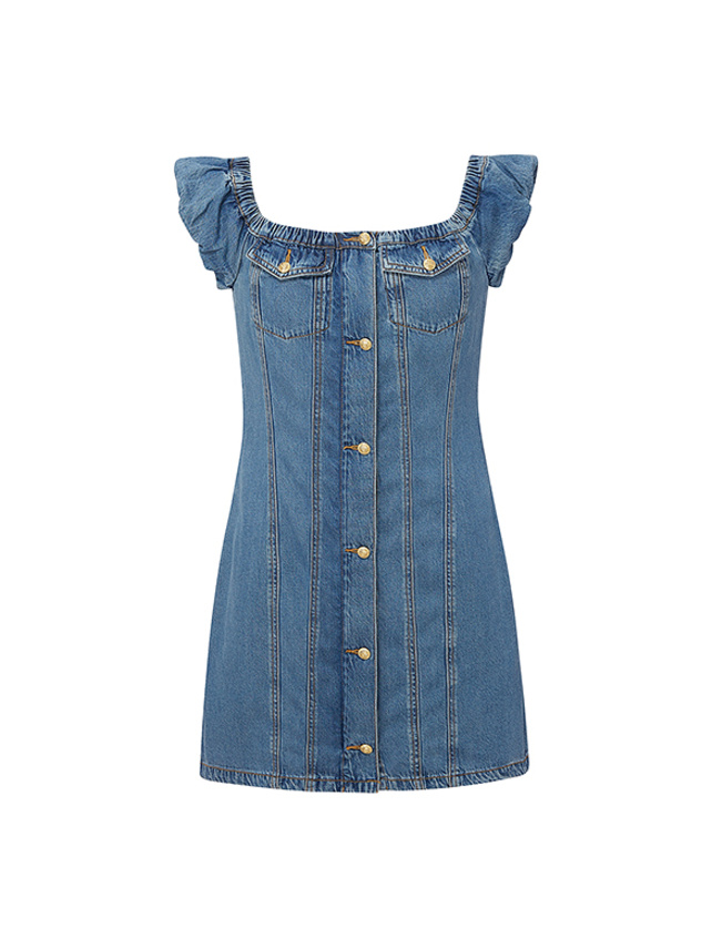 Off-Shoulder Denim Dress