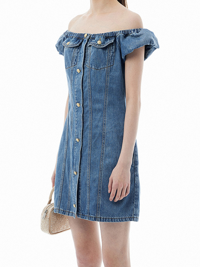 Off-Shoulder Denim Dress