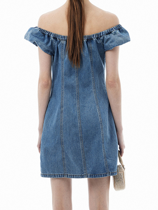 Off-Shoulder Denim Dress