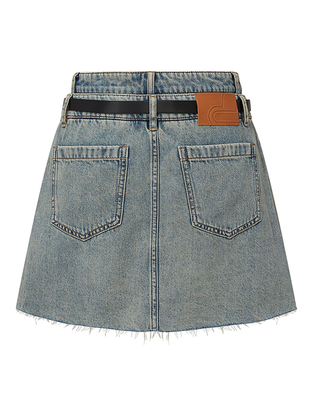 Double Waist Design Denim Skirt