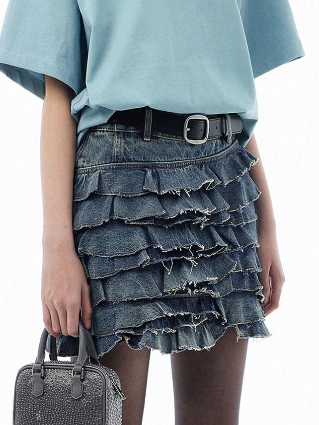 Frill Denim Skirt