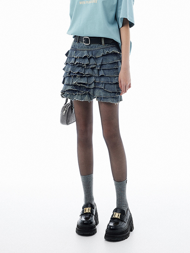 Frill Denim Skirt