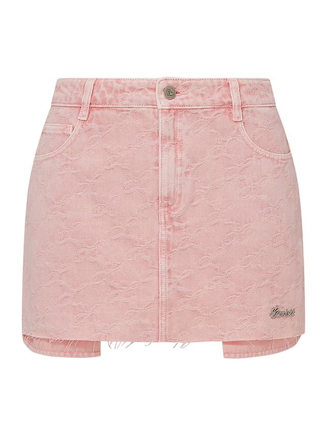 Monogram Pink Denim Skirt