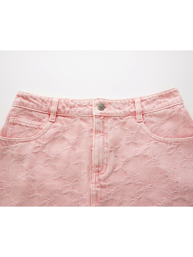 Monogram Pink Denim Skirt