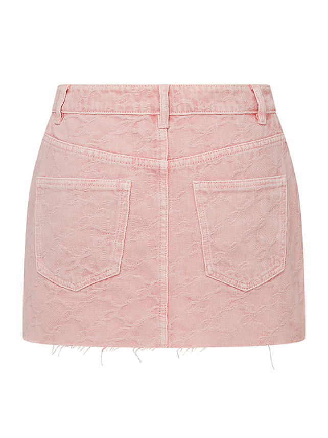 Monogram Pink Denim Skirt