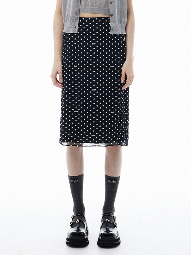 Polka Dot Embroidery Chiffon Skirt