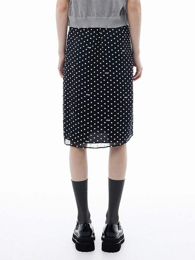 Polka Dot Embroidery Chiffon Skirt