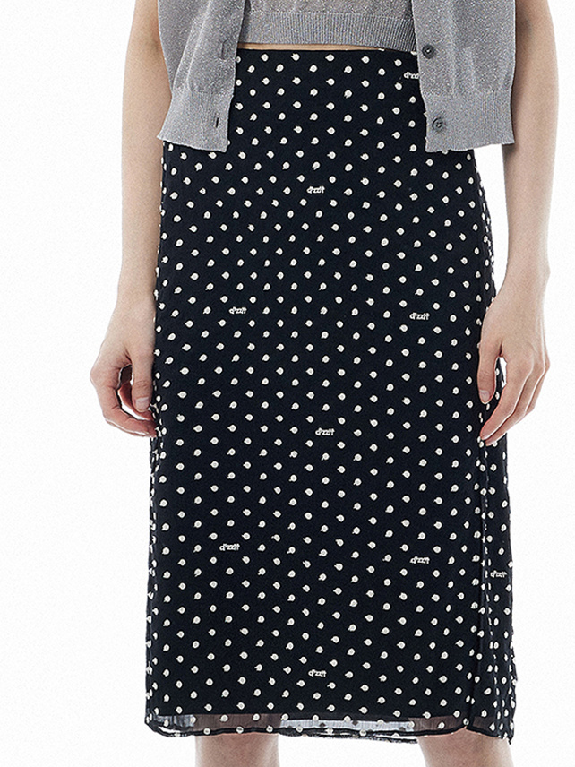 Polka Dot Embroidery Chiffon Skirt