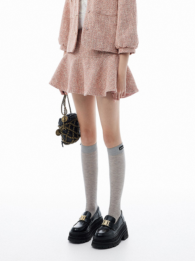 Pink Tweed Feminine Skirt