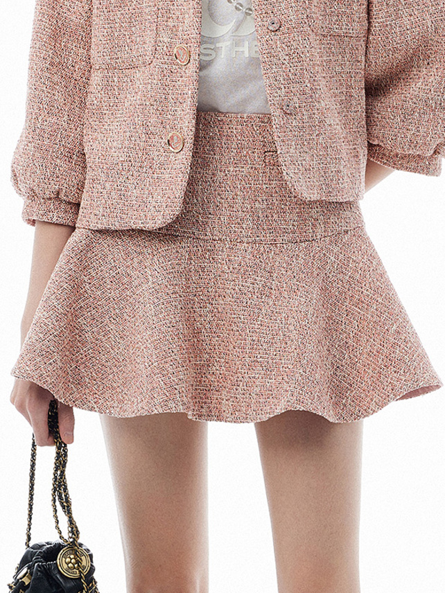 Pink Tweed Feminine Skirt