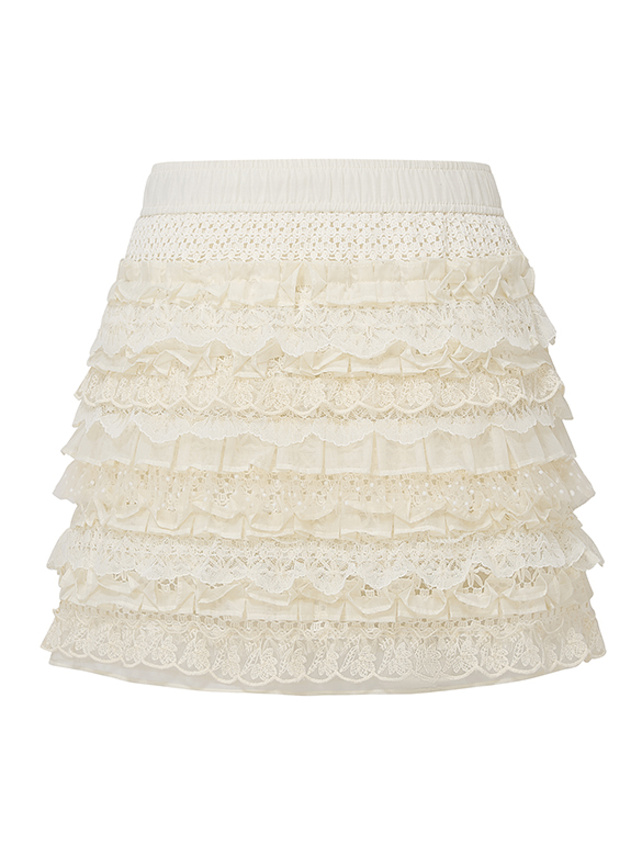 White Lace Frill Skirt