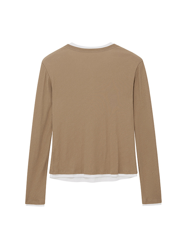 Henry Neck Layered Long Sleeves T-Shirt