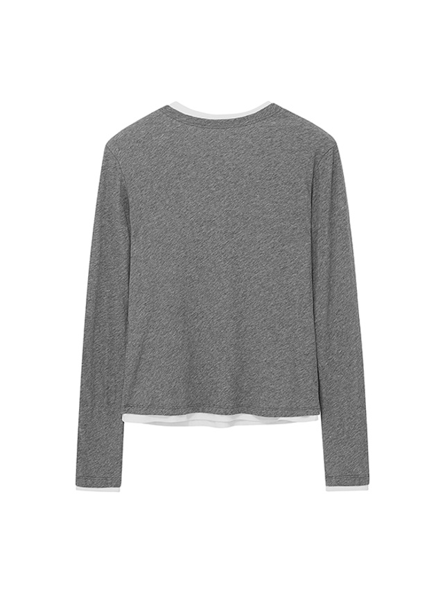 Henry Neck Layered Long Sleeves T-Shirt