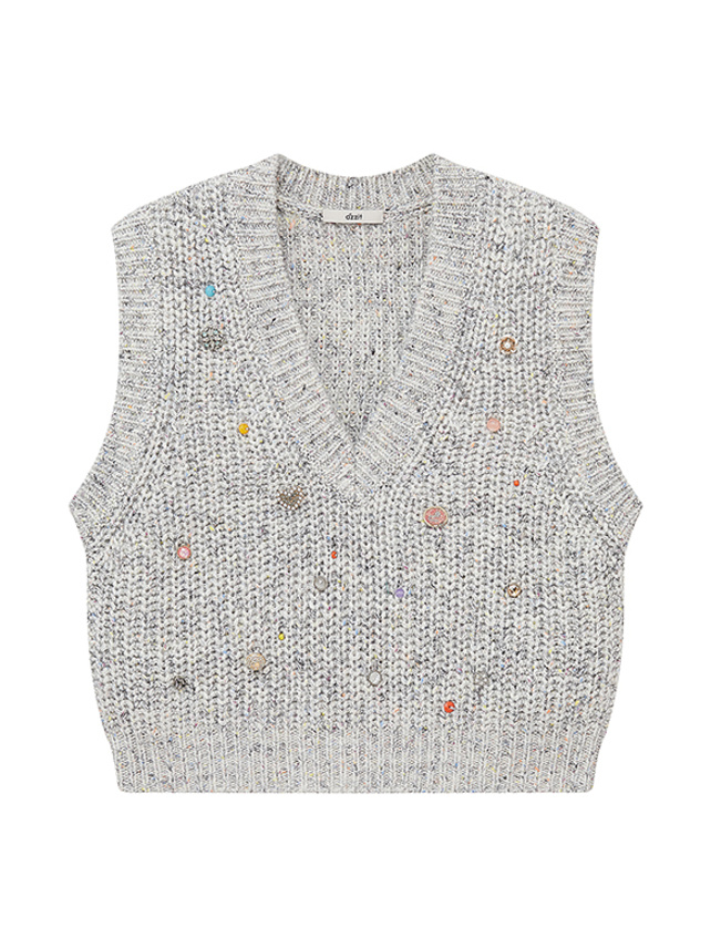 Various Beads Knit Vest