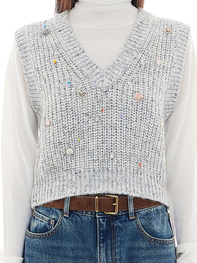 Various Beads Knit Vest