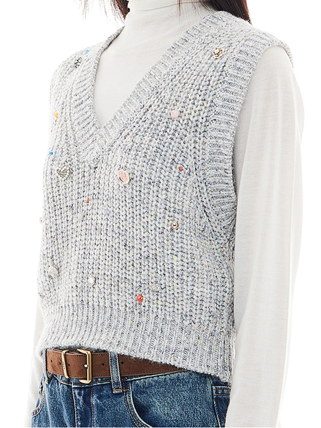 Various Beads Knit Vest