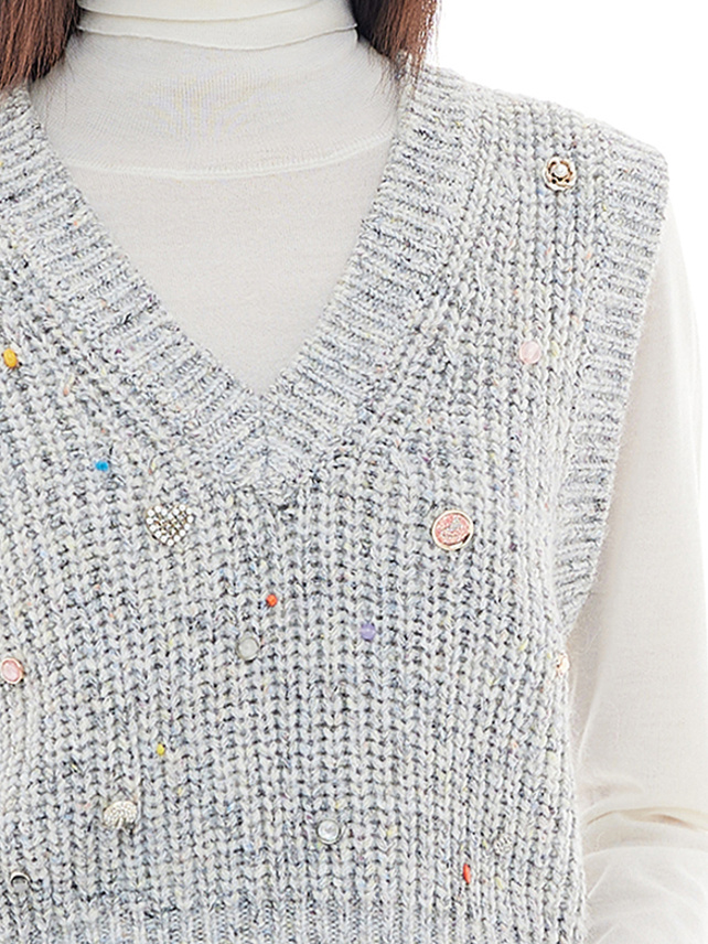 Various Beads Knit Vest