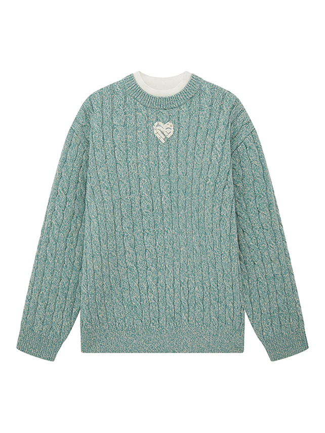 Blue Green Cable Knit