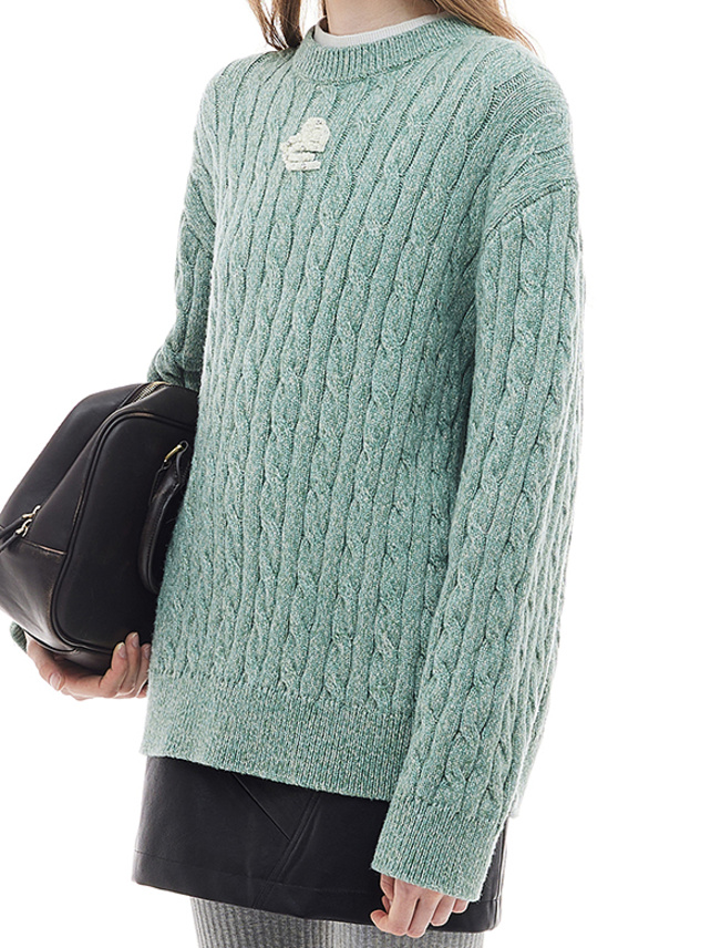 Blue Green Cable Knit