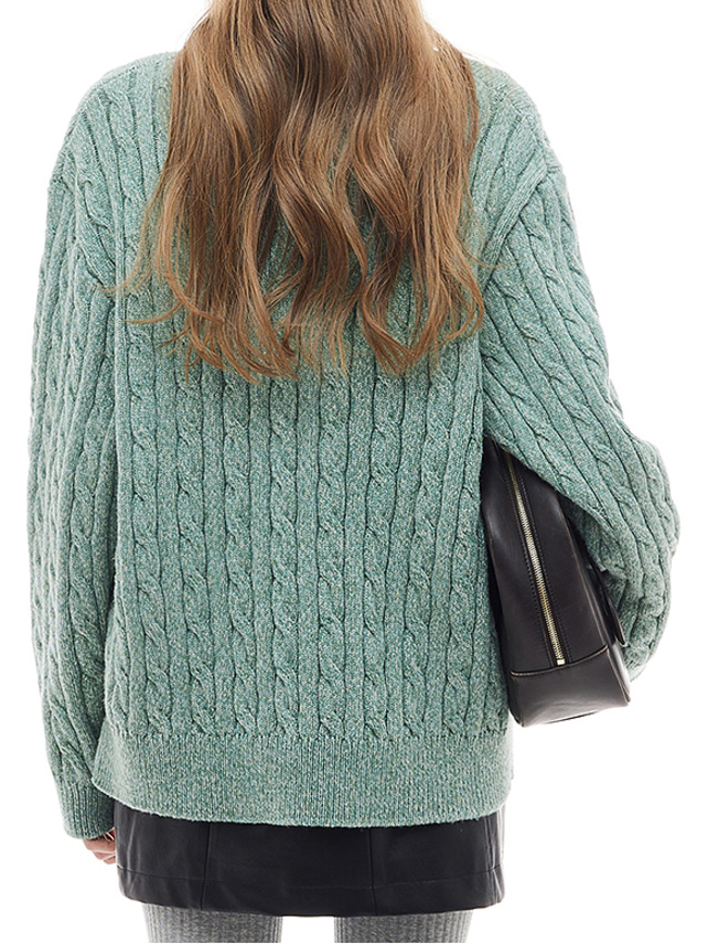 Blue Green Cable Knit