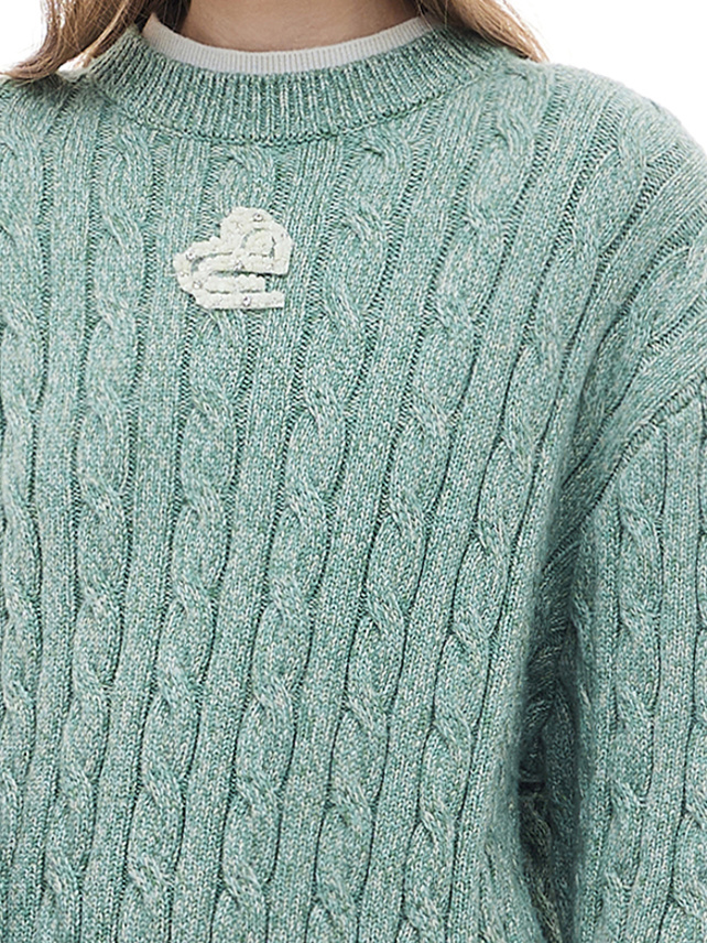 Blue Green Cable Knit