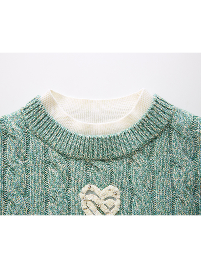 Blue Green Cable Knit