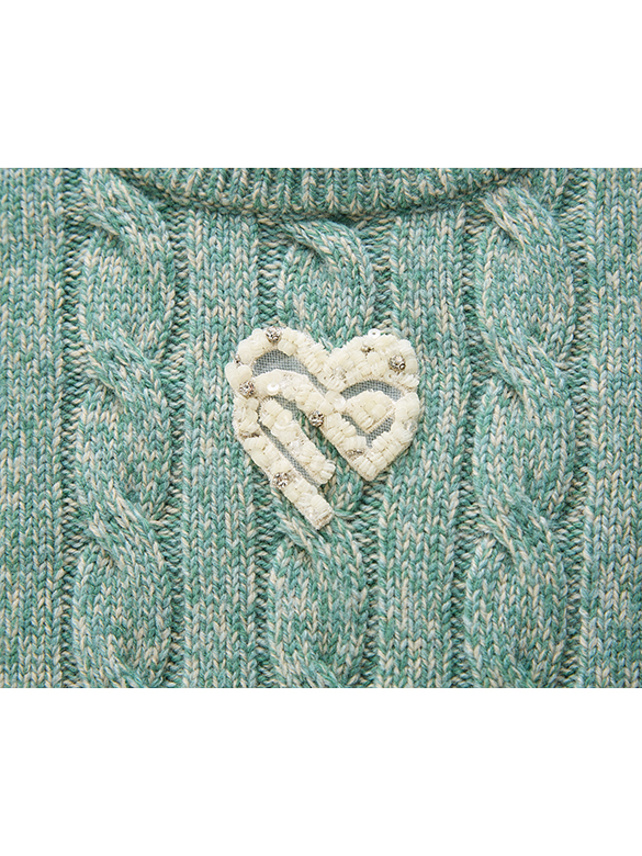 Blue Green Cable Knit