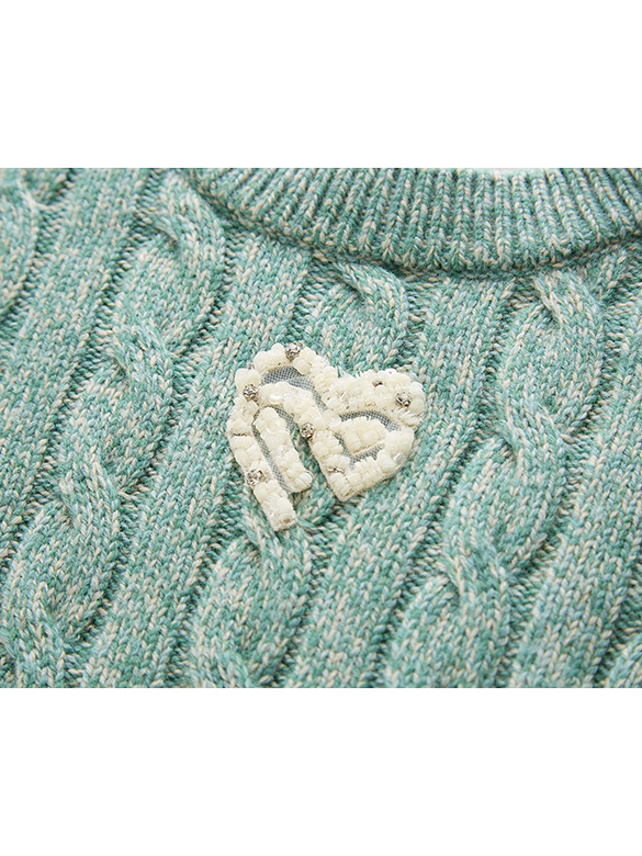 Blue Green Cable Knit