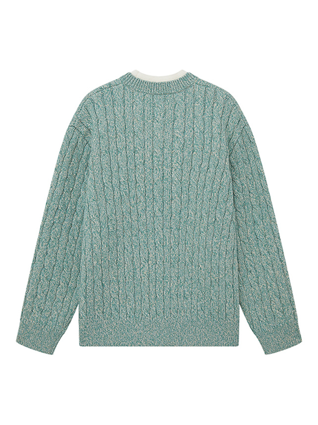 Blue Green Cable Knit