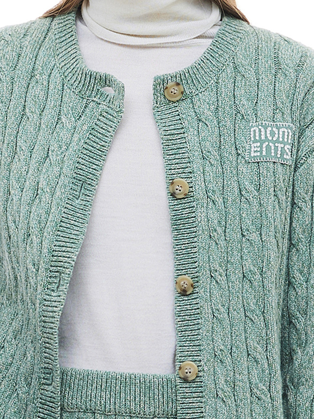 Blue Green Cable Knit Cardigan