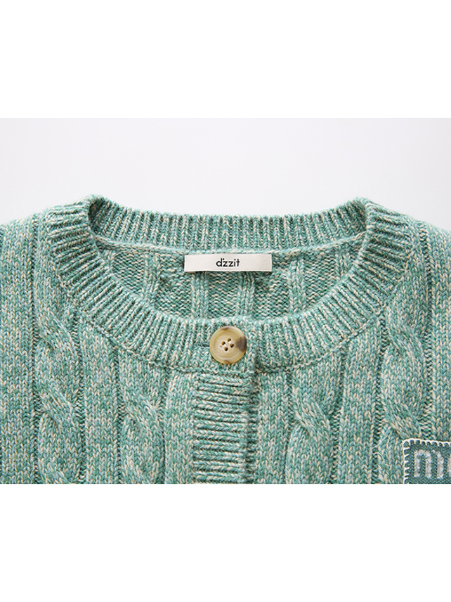 Blue Green Cable Knit Cardigan