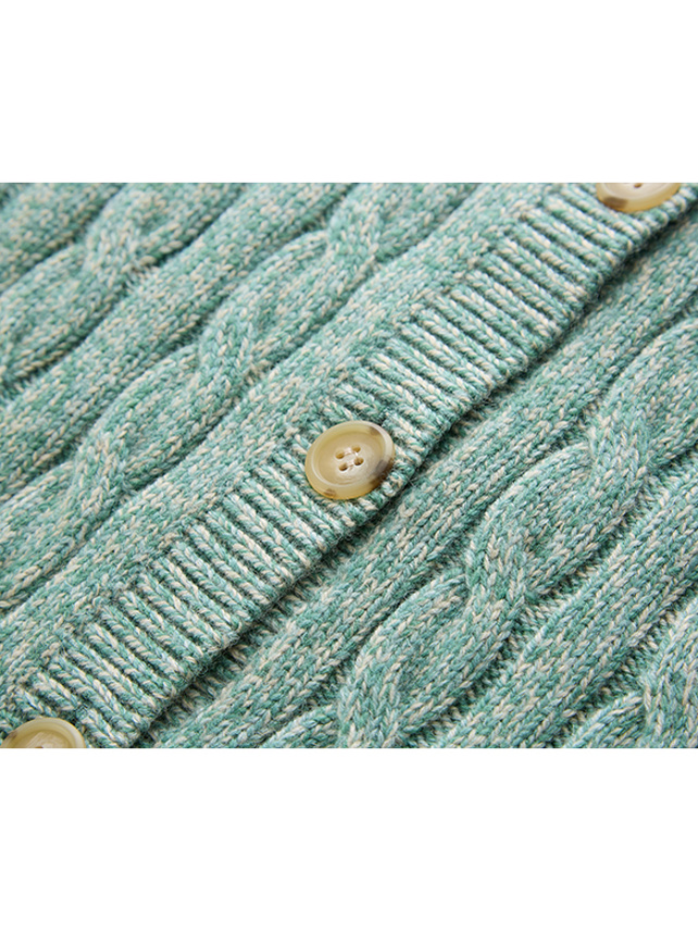 Blue Green Cable Knit Cardigan