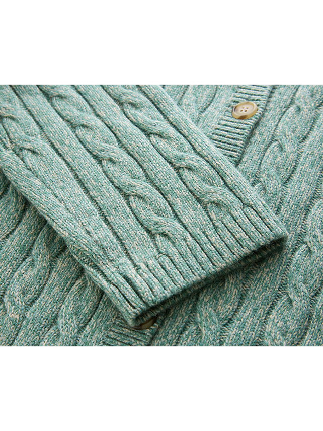 Blue Green Cable Knit Cardigan