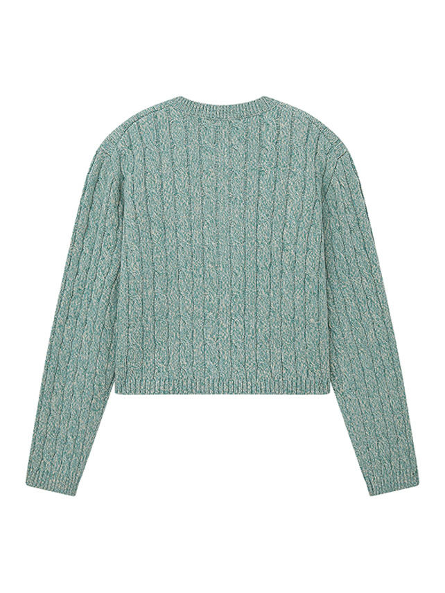 Blue Green Cable Knit Cardigan