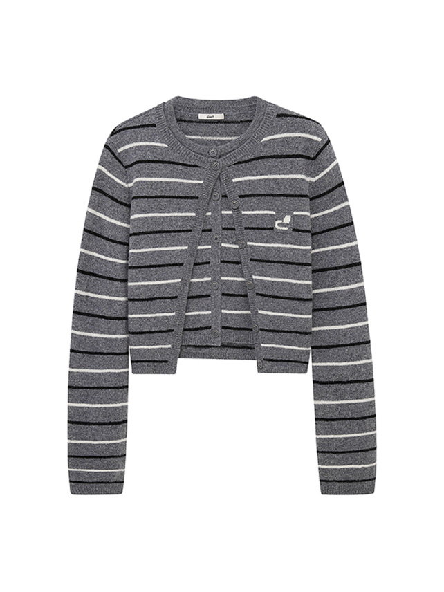 Stripe Esemble Knit Cardigan