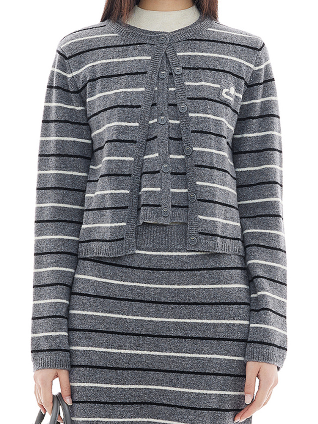 Stripe Esemble Knit Cardigan