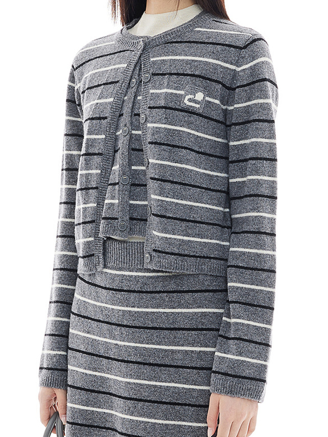 Stripe Esemble Knit Cardigan