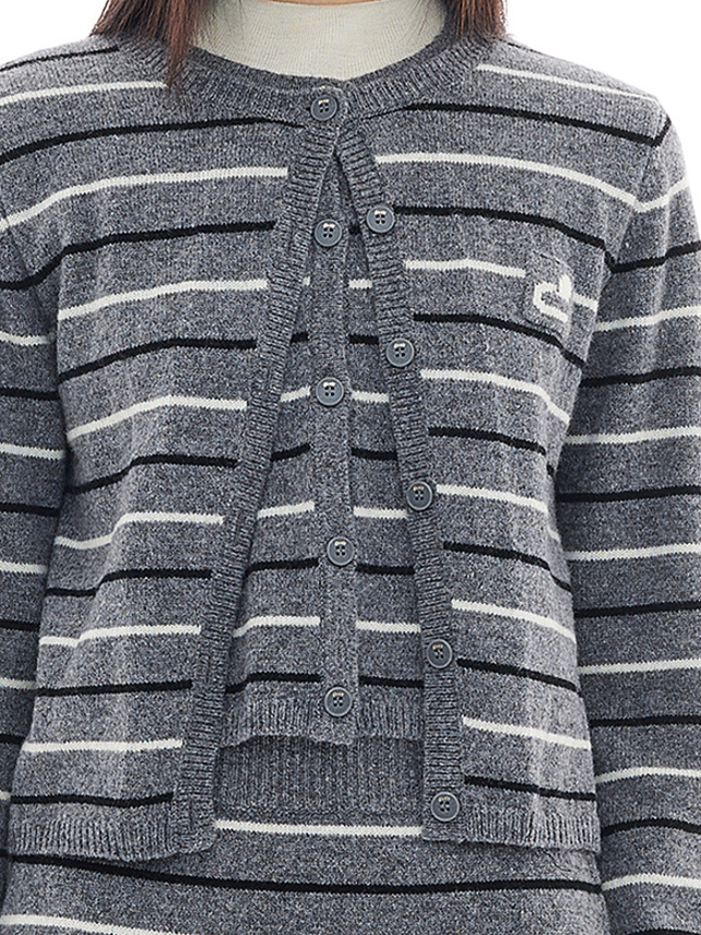 Stripe Esemble Knit Cardigan