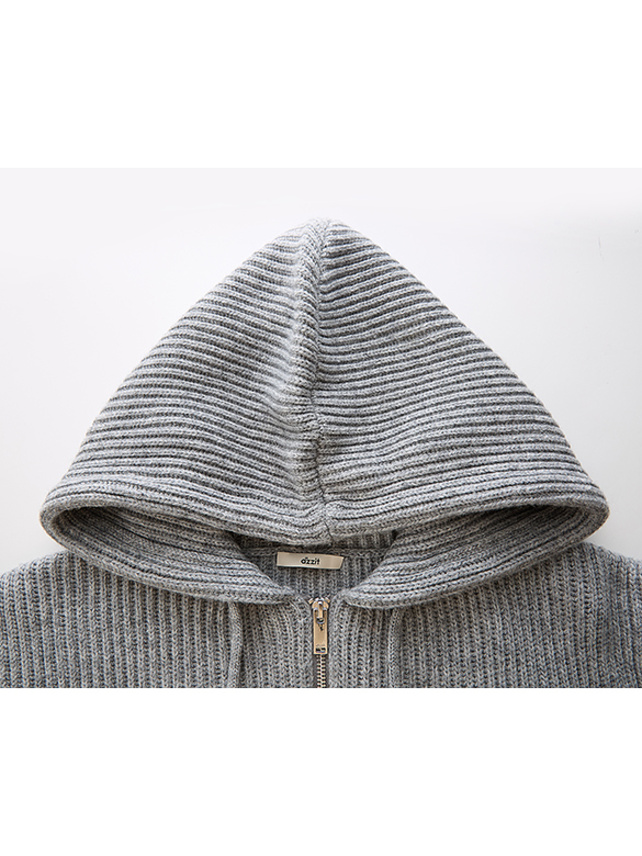 Rib-Knitting Hoodie