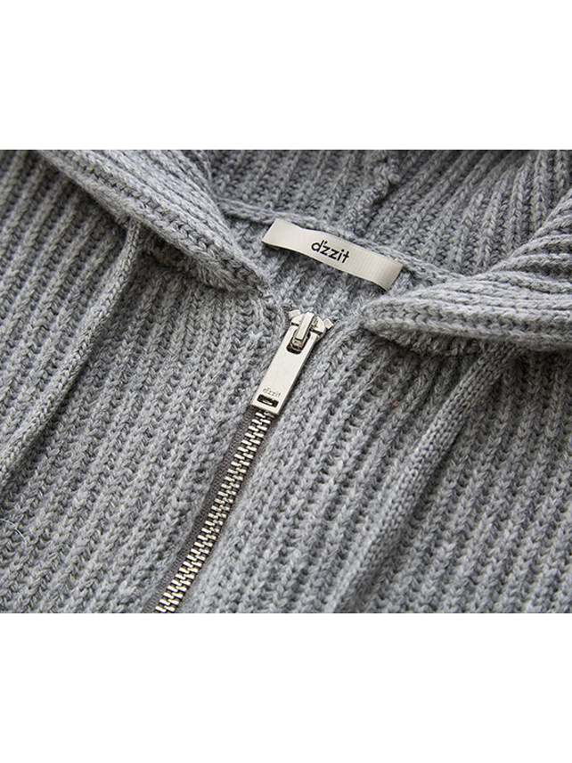 Rib-Knitting Hoodie