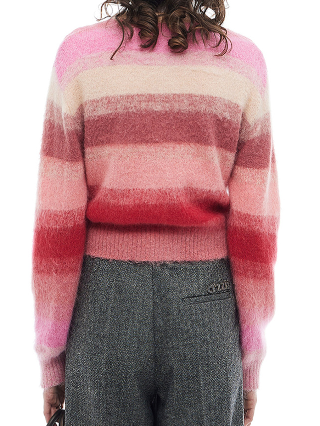 Pink Stripe Knit Cardigan