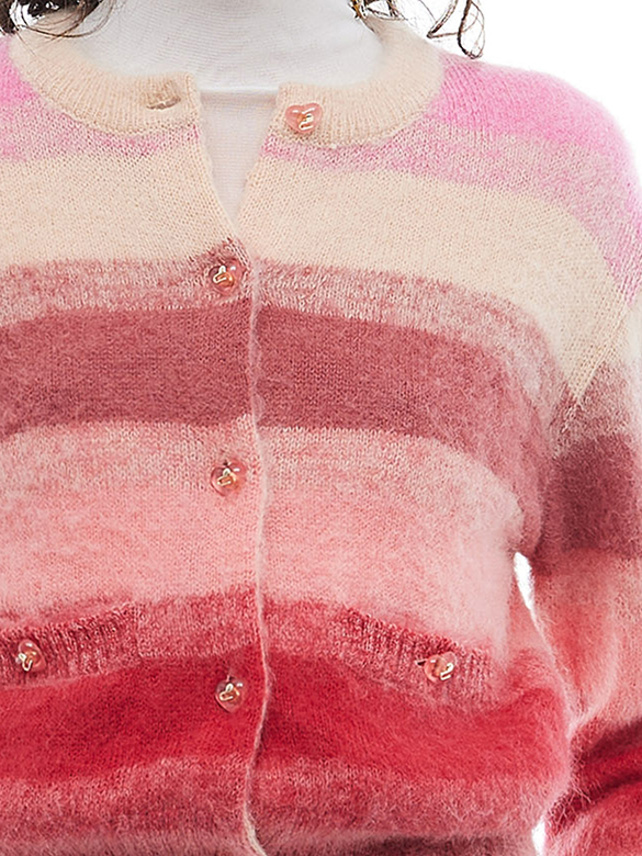 Pink Stripe Knit Cardigan